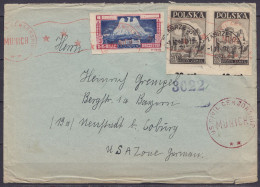 Pologne - L. Affr. 10zt (non-dentelés) + Vignette 5zt (?) Càd ZABRZE /-1.10.1946 Pour NEUSTADT Bei COBÜRG USA Zone - Cac - Storia Postale