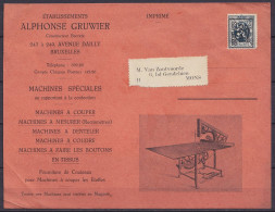 Carte Pub 'Machines à Coudre, à Couper, à Mesurer A. Gruwier" Affr. PREO 5c Lion Héraldique [BRUXELLES /1930/ BRUSSEL] P - Typografisch 1929-37 (Heraldieke Leeuw)