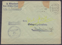 L. En Franchise Feldpost Càpt KIELT /06.11.1941 Pour Orstpolizeibehörde à ? - Cachets "2, Admiral Der Ostseestation …" - Brieven En Documenten