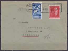 Allemagne / Italie - L. Affr. Mixte 1,25l & 12+38pf Flam. Propagande "ROMA /7 V 1938/ FÜHRER & DUX" Pour DRESDEN - Lettres & Documents
