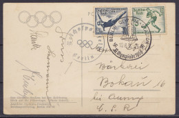 Allemagne - CP Jeux Olympiques Affr. N°566+567 Càd Illustré "BERLIN OLYMPIA-STADION /10.8.1936/ XI Olympiade 1936" + Rar - Covers & Documents