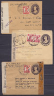 Inde - Lot De 3 EP 1½A + 2A De MAHABLESHVAR, MUSSOOREE, MEERUT SUDDER BAZAR 1944 & 1945 Pour NEW YORK - Cachets Et Bande - 1936-47 King George VI