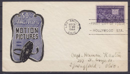 USA - FDC 50th Anniversary Motion Picture (cinéma) Flam. 1e Jour "LOS ANGELES /OCT 31 1944/ Fisrt Day Of Issue / HOLLYWO - Storia Postale