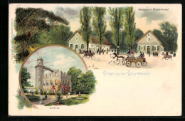 Lithographie Berlin-Grunewald, Restaurant Pfaueninsel, Schloss  - Grunewald