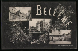 CPA Bellême, Rue De Mortagne, Place De L`Eglise Et Hotel De Ville  - Other & Unclassified