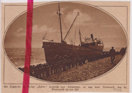 Westkapelle - Engelse Stoomschip Edith , Vast Op De Dijk - Orig. Knipsel Coupure Tijdschrift Magazine - 1926 - Zonder Classificatie