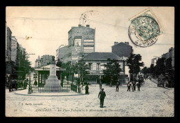 92 - ASNIERES - PLACE VOLTAIRE ET MONUMENT DE DURAND CLAYE - Asnieres Sur Seine