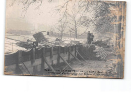 PARIS - La Grande Crue De La Seine - Janvier 1910 - Etablissement D'un Barrage Au Quai Vellaire - Très Bon état - Inondations De 1910