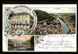 AK Bad Ems, Panorama Aus Der Vogelschau, Kursaal, Hotel Weilburger Hof  - Bad Ems