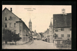 AK Wangen /Allg., Bindestrasse Mit Kirche Und Gasthaus Zum Goldenen Kreuz  - Wangen I. Allg.