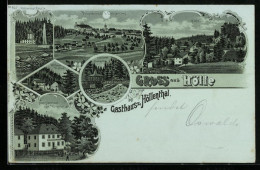 Mondschein-Lithographie Hölle, Gesamtansicht, Totalansicht V. Lichtenberg, Adams Gasthaus Zum Höllenthal  - Other & Unclassified