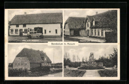 AK Bondelum Bei Husum, Kaufmann Petersen, Gasthof Clausen, Auto, Schule  - Husum