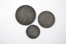 Lot Monnaies Napoléon III 3, 2 Centimes 1854, 5 Centimes 1855, 10 Centimes 1855. - Otros & Sin Clasificación