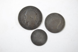 Lot Monnaies Napoléon III 3, 2 Centimes 1854, 5 Centimes 1855, 10 Centimes 1855. - Andere & Zonder Classificatie