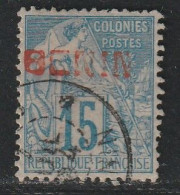 BENIN - N°6B Obl (1892) 15c Bleu Avec Surcharge Rouge - Signé Brun. - Gebraucht