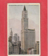 WOOLWORTH BLDG. , NEW YORK  .  CARTE COLORISEE AFFR. AU VERSO LE 7 SEPT. 1926 .  2 SCANNES - Andere Monumente & Gebäude