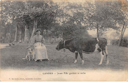 LANDES - Jeune Fille Gardant Sa Vache - Très Bon état - Other & Unclassified