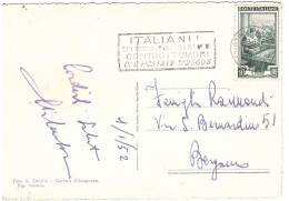 CARTOLINA CORTINA ANNULLO TARGHETTA LOTTA TUMORI - 1946-60: Poststempel