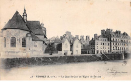 RENNES - Le Quai Saint Cast Et L'Eglise Saint Etienne - Très Bon état - Rennes