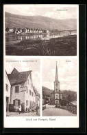 AK Piesport A. Mosel, Totalansicht, Kirche, Kolonialwaren Johann Pelzer II  - Sonstige & Ohne Zuordnung