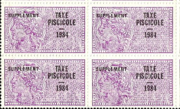 Taxe Piscicole Supplément 1984 - Bloc De 4 Timbres Vierges - Autres & Non Classés