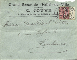 4L2 --- Lettre 34 BEZIERS C.Jouve, Grand Bazar De L'Hôtel De Ville - 1900 – 1949