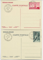 ENTIER VIMY 50C ET 90C ROUGE CARTE VIMY FRANCE 26.7.1936 CANADIAN MEMORIAL 1ER JOUR ENTIER - Cartes Postales Types Et TSC (avant 1995)