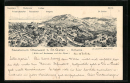 Künstler-AK Oberwaid B. St. Gallen, Blick Auf Bodensee Und Alpen, Säntis, Bregenz  - Sankt Gallen