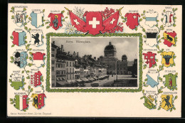 Passepartout-Lithographie Bern, Bärenplatz Mit Wappen  - Bern
