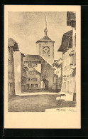 Künstler-AK Mellingen, Stadtbild Mit Zeitturm  - Mellingen