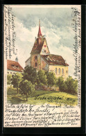 Lithographie St. Chrischona, Blick Zur Kirche  - Other & Unclassified