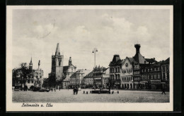 AK Leitmeritz A. Elbe, Strassenpartie Mit Brunnen  - Tchéquie