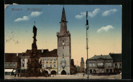 AK Kaaden, Marktplatz Mit Denkmal  - Czech Republic