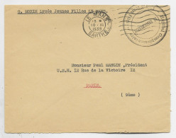 LETTRE FM LE MANS SARTHE 10.XI .1939 + HOPITAL COMPLEMENTAIRE LYCEE JEUNES FILLES LE VAGUEMESTRE - WW II