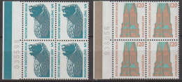 Berlin, 1990 Sehenswürdigkeiten, Nr. 863, 815 ** 2 Viererblöcke Je Beide Mit Linkem Rand Und Bogenzähler - Unused Stamps