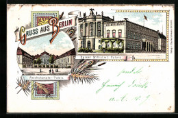 Lithographie Berlin, Kaiser Wilhelm I. Palais, Reichskanzler Palais  - Mitte