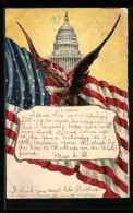 Präge-AK U. S. Capitol, Adler Mit Amerikanischer Flagge  - Sonstige & Ohne Zuordnung