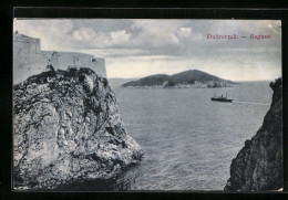 AK Dubrovnik, Panorama Mit Dampfer  - Kroatien