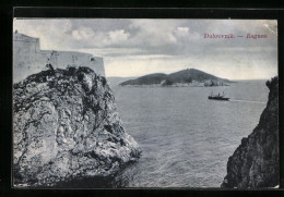 AK Dubrovnik, Panorama Mit Dampfer  - Kroatië