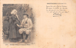 29-BRETAGNE FOLKLORE PETITE FILLE ET GRAND PÈRE-N°5156-F/0399 - Autres & Non Classés