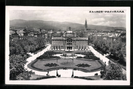 AK Zagreb, Panorama Mit Grünem Hufeisen Aus Der Vogelschau  - Kroatien