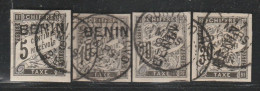 BENIN - Timbres-Taxe N°1 à 4 Obl (1894) Signé Calves - Gebraucht