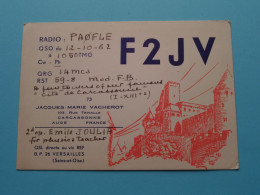 F2JV - FRANCE Jacques-Marie VACHEROT Carcassonne ( Radio / QSL ) 1962 ( See SCANS ) ! - Otros & Sin Clasificación