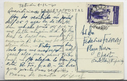 TETUAN ESPANA 20C SOLO TARJETA POSTAL TETUAN 1940 TO CASTELLON ESPANA - Spanish Morocco