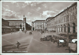 Cr339 Cartolina Torino Citta' Piazza S.carlo 1936 - Andere & Zonder Classificatie