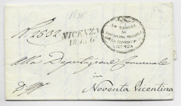 ITALIA MARQUE VICENZA 1836 LETTRE LETTERA COVER FRANCHISE LE CAMERA TO NOVENTO VICENTINA - ...-1850 Préphilatélie