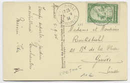MONACO 30C VERT SEUL CARTE 5 MOTS MONACO VILLE 5.9.1934 POUR SUISSE AU TARIF - Lettres & Documents