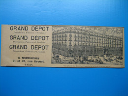 (1897) Magasins De Porcelaines, Faïences Et Cristaux - GRAND DÉPOT - (E. Bourgeois) - Rue Drouot à Paris - Publicités