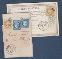 Cérès - 1 Lettre Et 1 Carte  De St Gaudens - 1871-1875 Cérès
