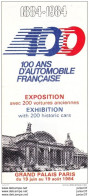 Dépliant Des 100 Ans D'Automobile Française 1984 - Publicités